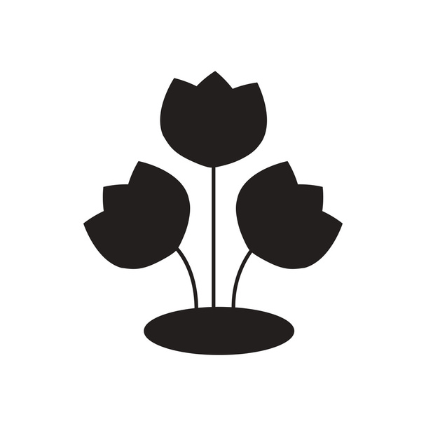 Flat icon in black and white flower - Vector, Image