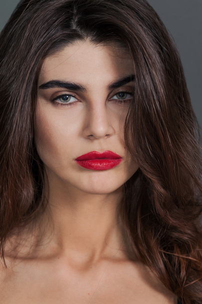 Beautiful woman portrait wearing red lipstick - Zdjęcie, obraz