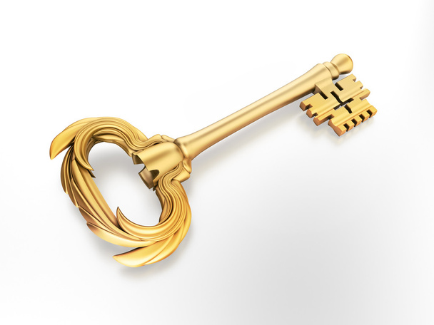 Retro key with gold color - Foto, Imagem