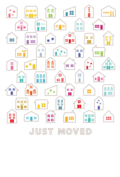 House moving greeting card. - Vector, Image