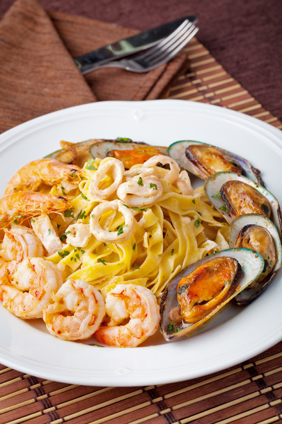 Fettuccine and seafood - Photo, Image
