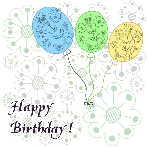Vector illustration of happy birthday greeting card - Vettoriali, immagini