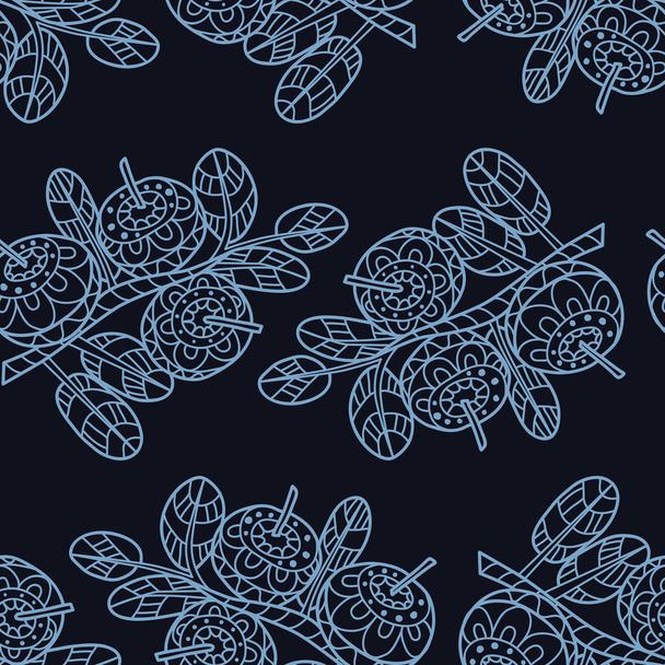 Stylish seamless texture with doodled Baikal berries blueberries - Vecteur, image