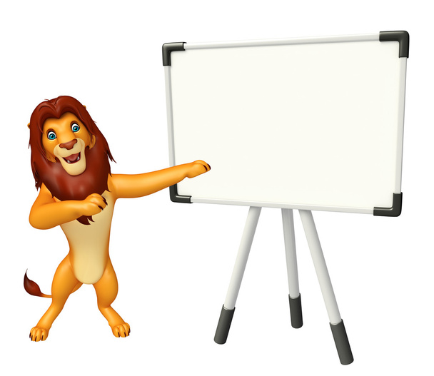 leuke Lion stripfiguur met display board  - Foto, afbeelding