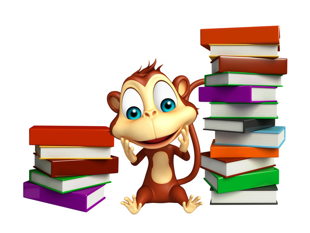 веселий персонаж мультфільму мавпи з книгою
  - Фото, зображення