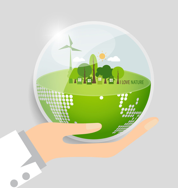 Зеленая экологическая земля
 - Вектор,изображение