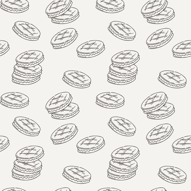 Seamless pattern of double cookies with a layer of cream, sweets or pastilles. - Vector, Image