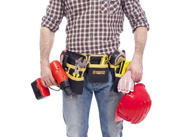 Carpenter with tool belt - Photo, Image