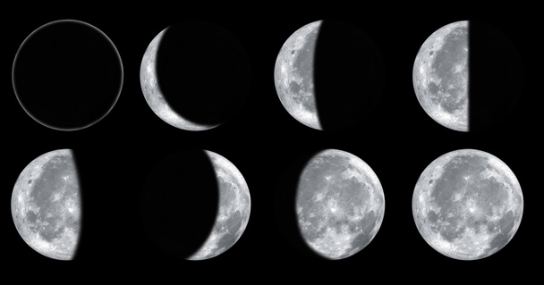 別の月の満ち欠けのセット - 写真・画像
