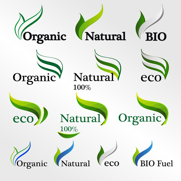 Set  Eco logos, design template elements, natural icon - Vector, Imagen