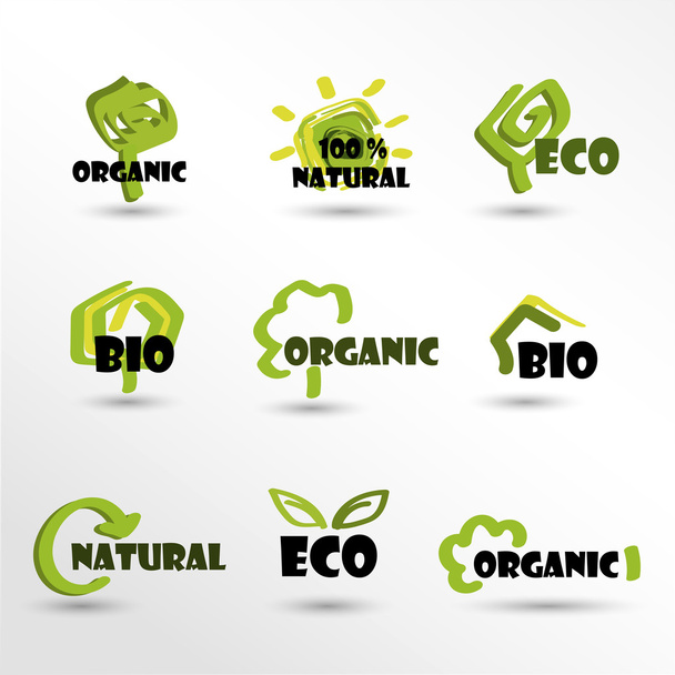 Set  Eco logos, design template elements, natural icon - Διάνυσμα, εικόνα