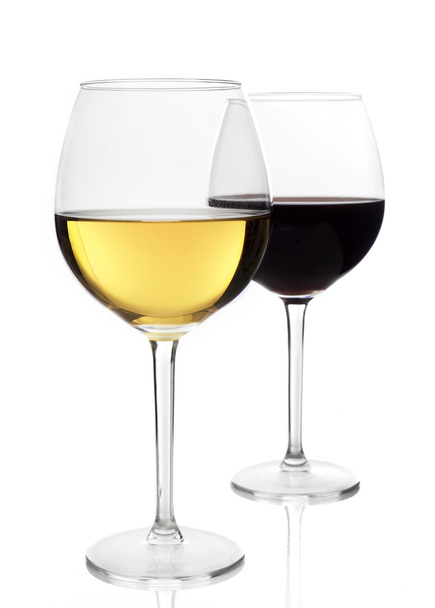 Червоні та білі келихи для вина
 - Фото, зображення