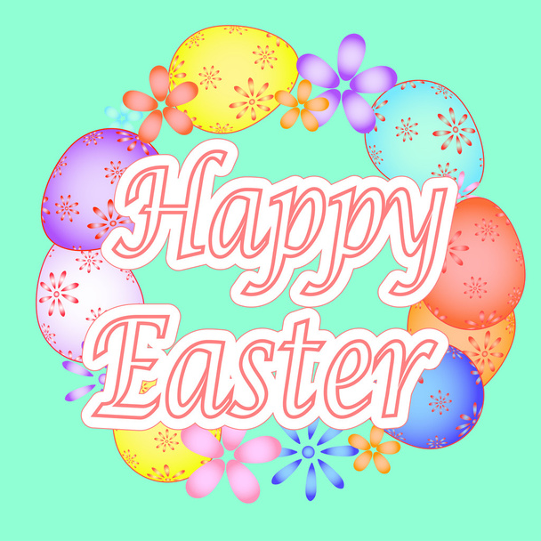 Easter card with painted eggs vector EPS  - Vetor, Imagem