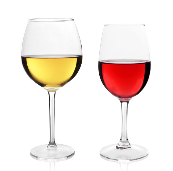 Copos de vinho tinto e branco
 - Foto, Imagem