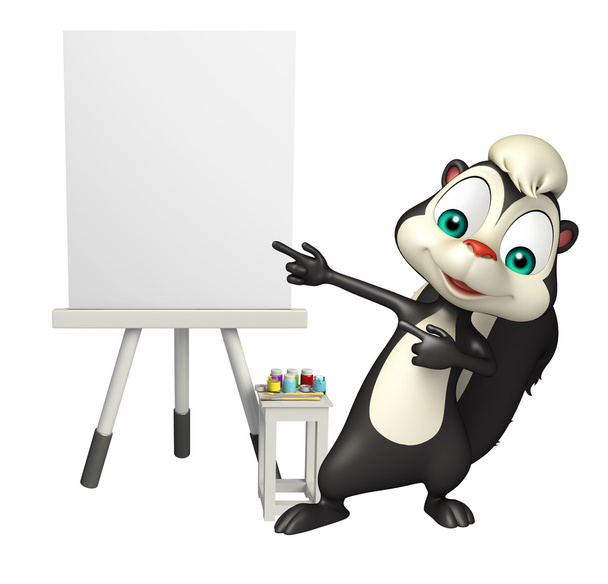 cute Skunk cartoon character with easel board - Foto, Bild