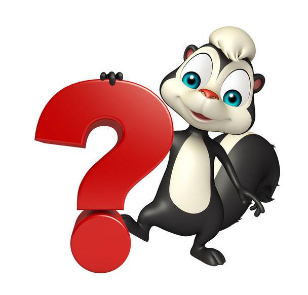 lindo personaje de dibujos animados Skunk con signo de interrogación
 - Foto, Imagen