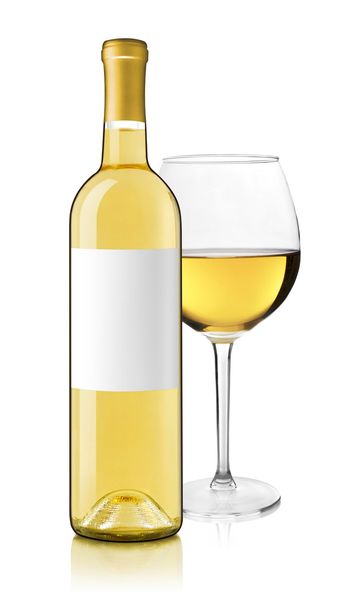 beyaz şarap şişe ve cam - Fotoğraf, Görsel