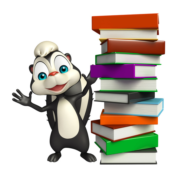 Skunk personagem de desenho animado com livro
  - Foto, Imagem