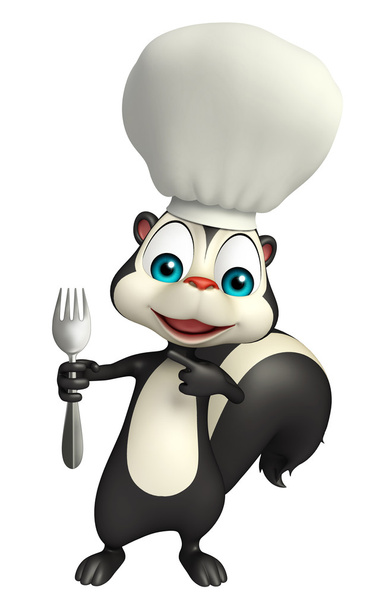 Personagem de desenho animado Skunk com chapéu de chef e colher
  - Foto, Imagem