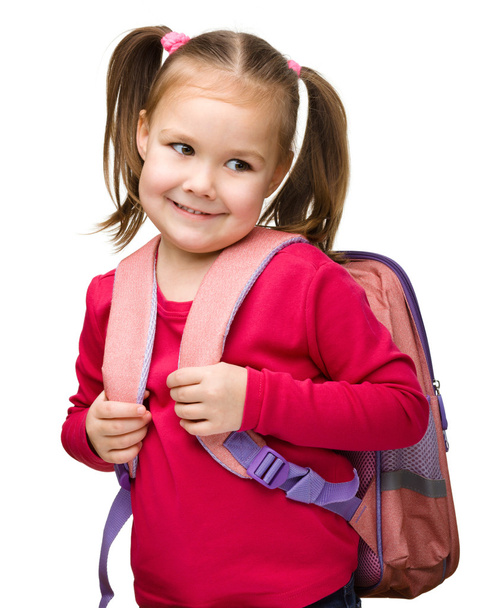 Portrait of a cute schoolgirl with backpack - Foto, immagini