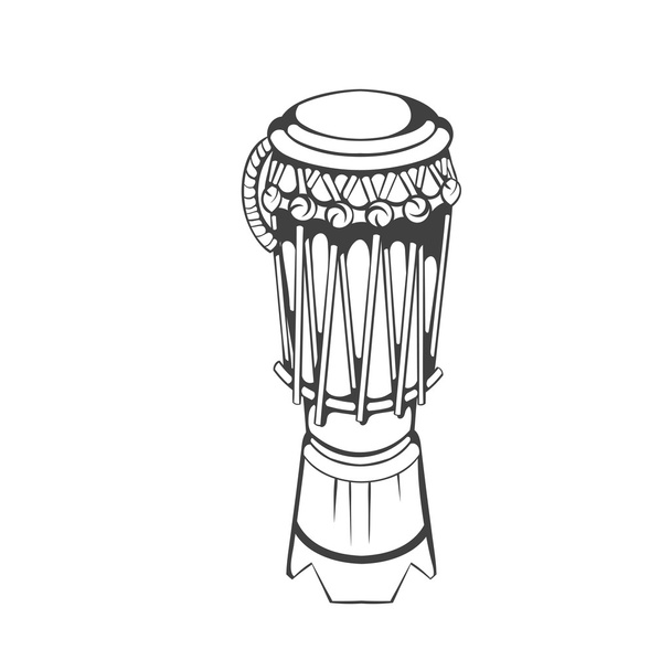 instrumento musical tradicional brasileño de capoeira atabaque. ilustración vectorial de dibujo a mano en blanco y negro
 - Vector, Imagen