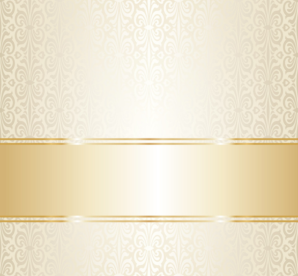 Bruiloft gouden repetitieve wallpaper ontwerp lege ruimte voor tekst - Vector, afbeelding