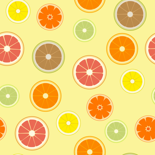 Set of different types of citrus fruits. Seamless pattern - Vektor, obrázek