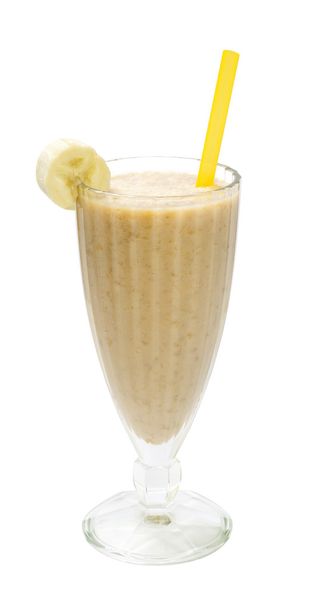 banana milk smoothie on white background - Valokuva, kuva