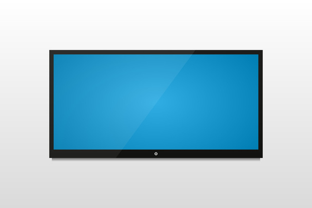 Τηλεόραση plasma σε έναν λευκό τοίχο με σκιά και μπλε οθόνη - Διάνυσμα, εικόνα