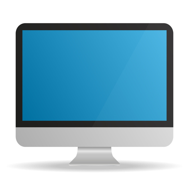 Počítačový Monitor s modrou obrazovkou na bílém pozadí - Vektor, obrázek