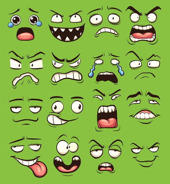 Caras engraçadas dos desenhos animados
 - Vetor, Imagem