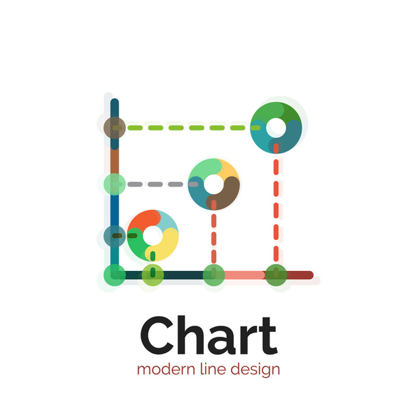 Cienka linia wykresu projektowanie logo. Wykres ikona kolorowy płaski nowoczesne - Wektor, obraz
