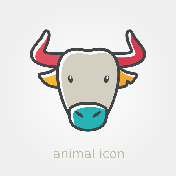 スペイン雄牛バッファロー フラット アイコン。動物の頭のベクトル - ベクター画像