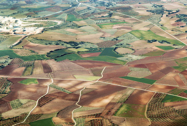 Aerial of countryside and fields around madrid - 写真・画像