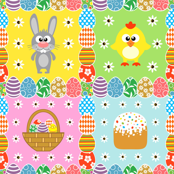 Easter seamless set background card - Vecteur, image