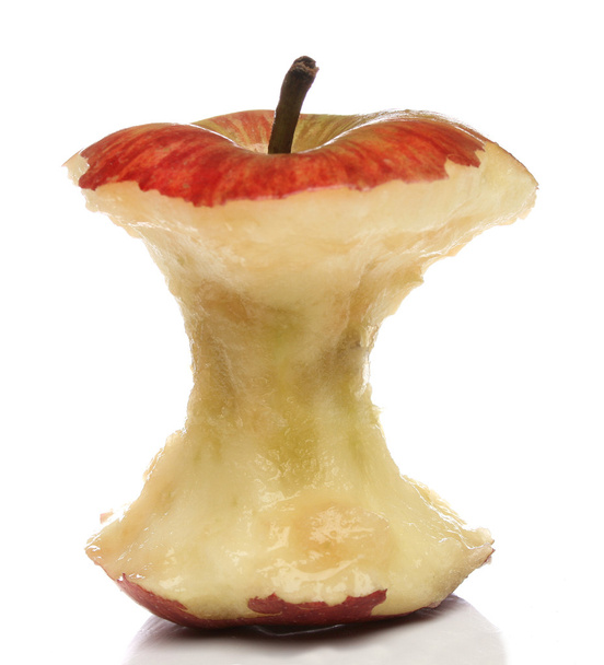 Zjedzone czerwone jabłko - Zdjęcie, obraz