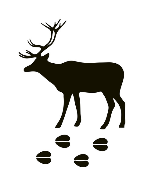 Black silhouette deer wild animal zoo vector. - Vector, Image