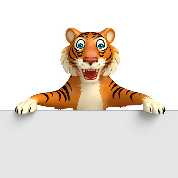 fun Tiger cartoon character with board  - Photo, Image