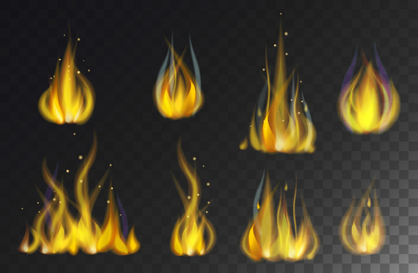 Colección de llamas de fuego aislado en el vector de fondo negro
. - Vector, imagen