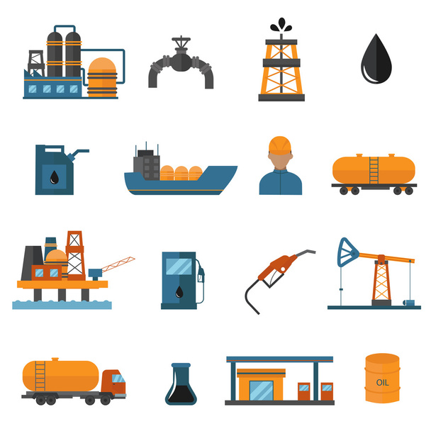Oil gas industry manufacturing icons for infographic. - Vector, Image