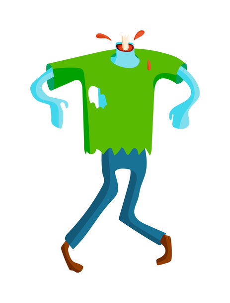 Cute green cartoon zombie character set part of body monsters vector illustration. - Vector, afbeelding