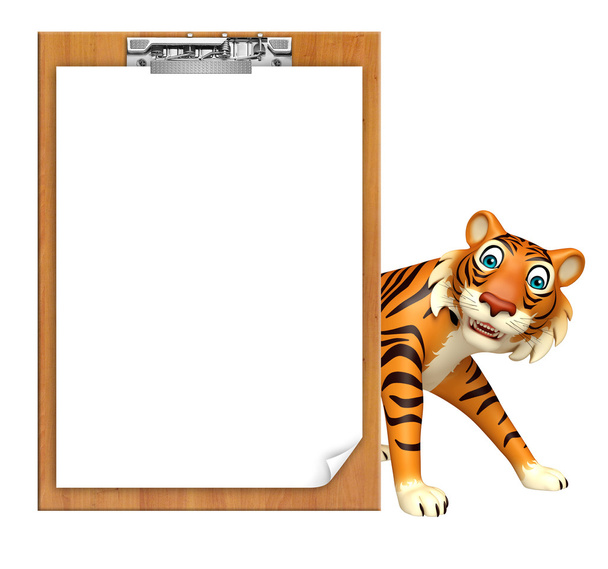 Tiger cartoon character with exam pad  - Photo, Image