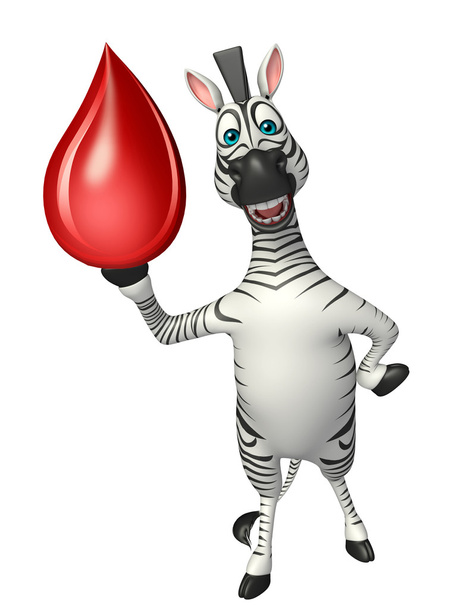 Zebra cartoon character with blood drop   - Photo, Image