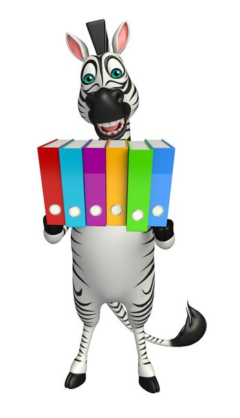 Zebra cartoon karakter met bestanden   - Foto, afbeelding