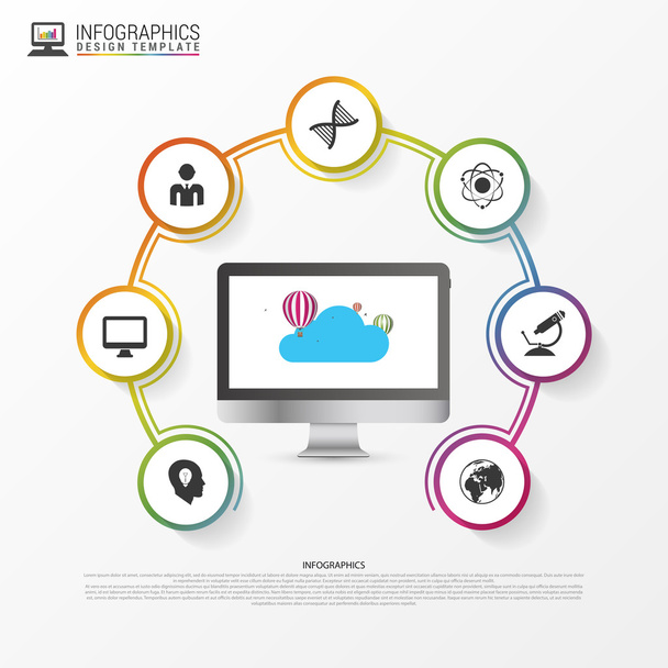 Infographic design template. Cloud with icons. Vector - Διάνυσμα, εικόνα