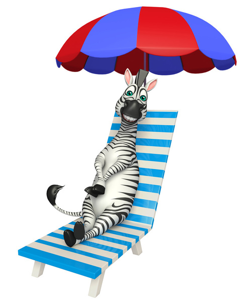 divertente personaggio dei cartoni animati Zebra con sedia a sdraio
   - Foto, immagini