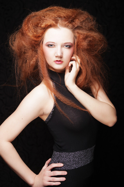 redhair woman with creative hairstyle - Foto, Imagem