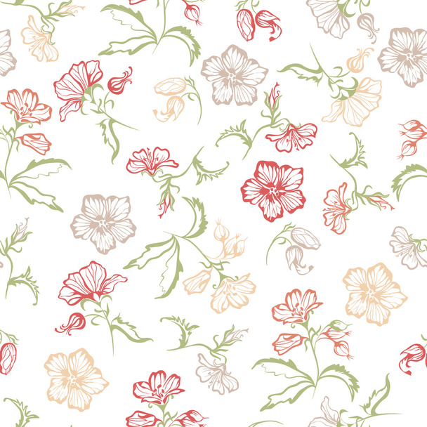 Seamless floral with flowers on a white background - Vector, Image