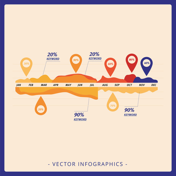 Two-sided Mountain Data Chart Template - Vecteur, image