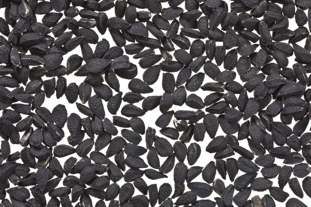 Black Kalonji Seeds on White Macro - Fotoğraf, Görsel